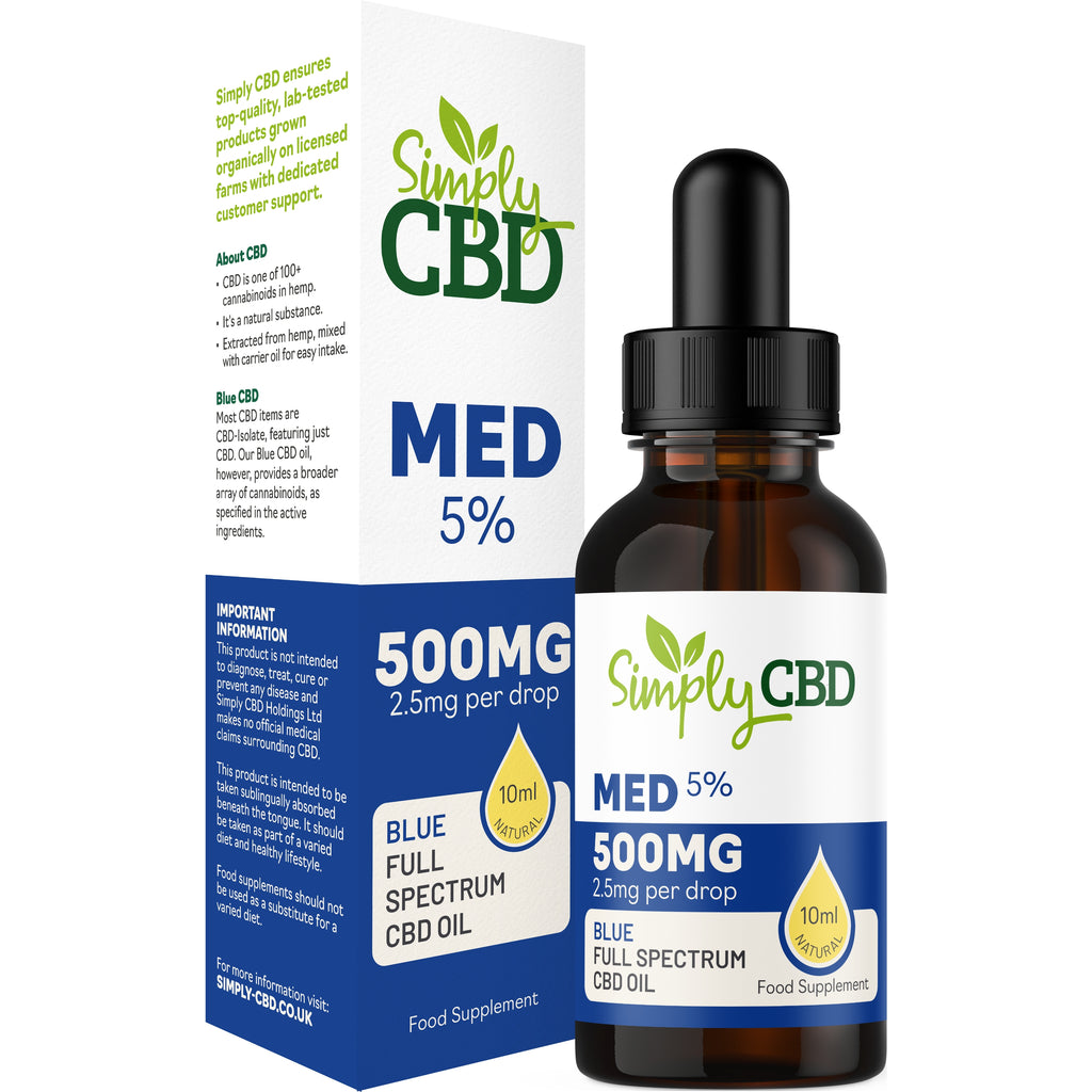 Kaufen Sie blaues CBD-Öl mit Geschmack – 5 % Stärke (ab 10 ml) online