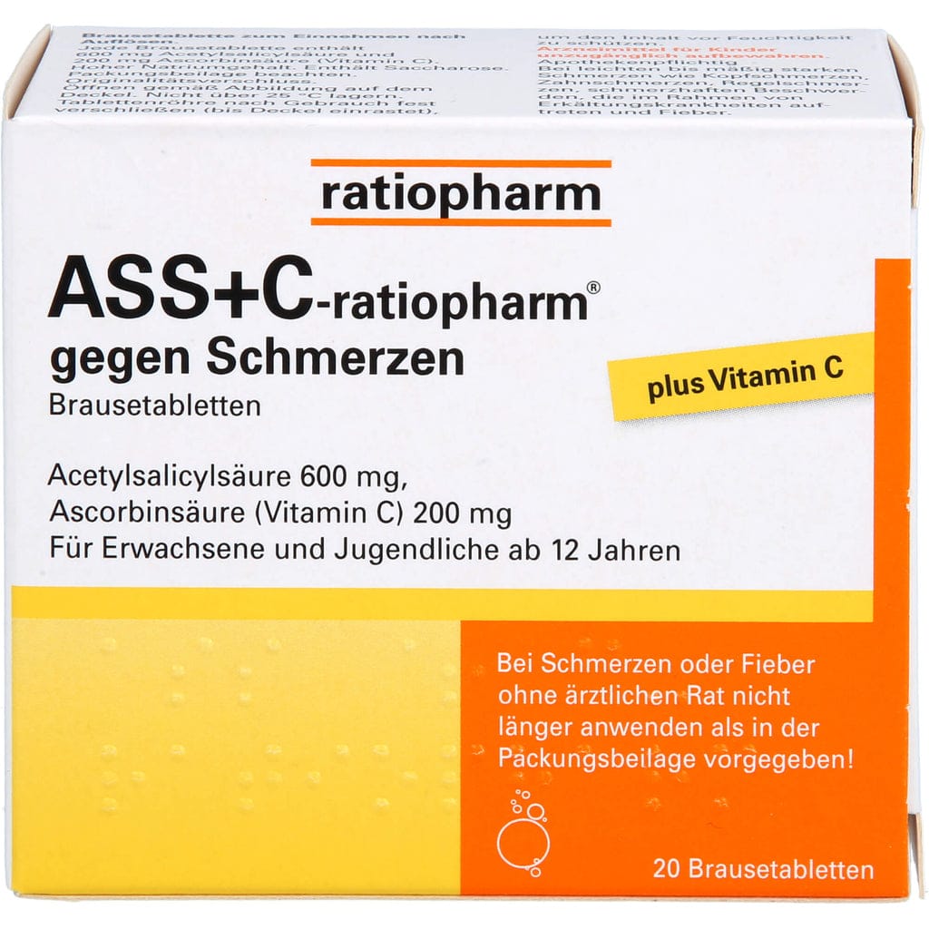 ASS+C-ratiopharm Brausetabletten gegen Schmerzen, 20 St kaufen Tablets online