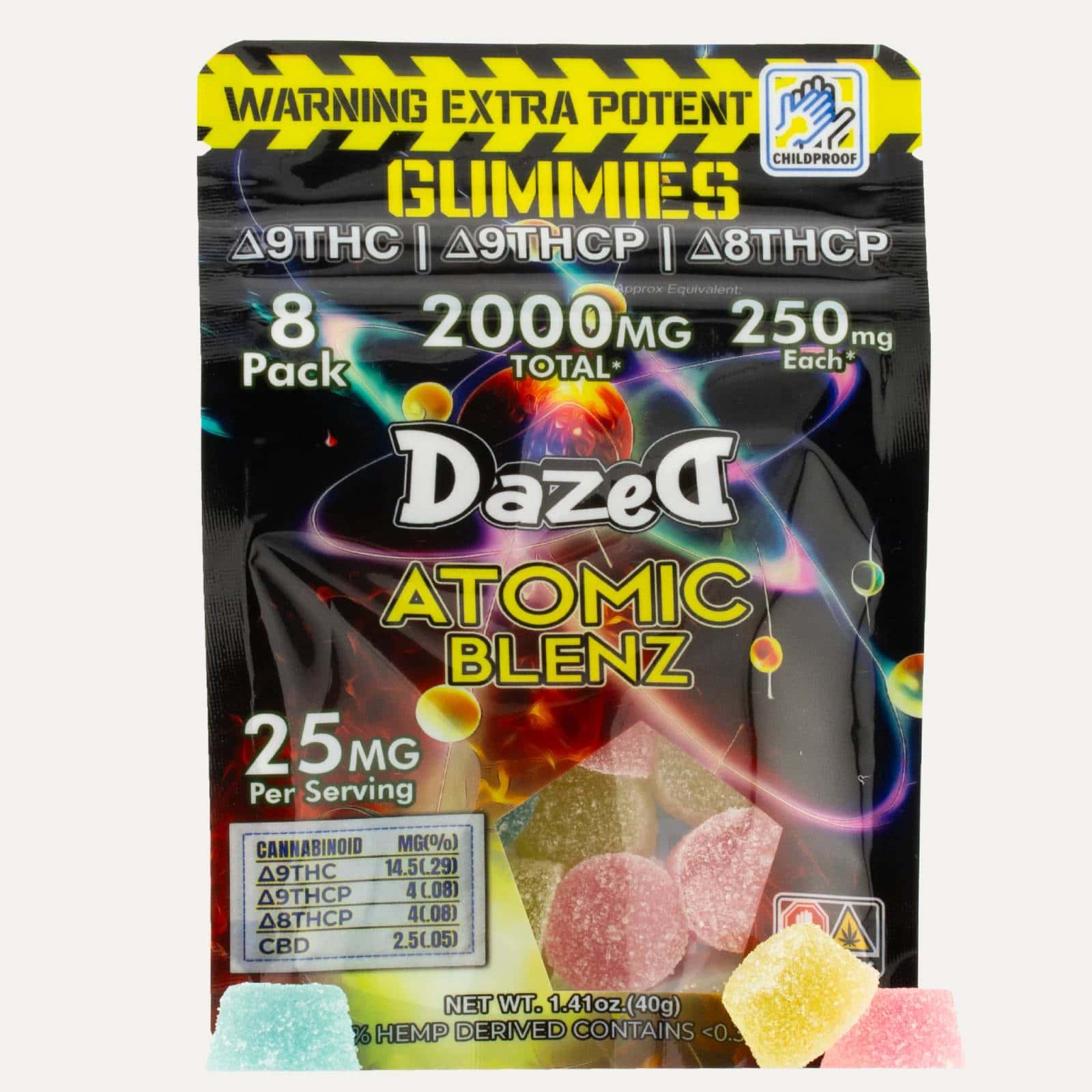 Buy Dazed Atomic Blenz Gummies 250mg 8pc Online