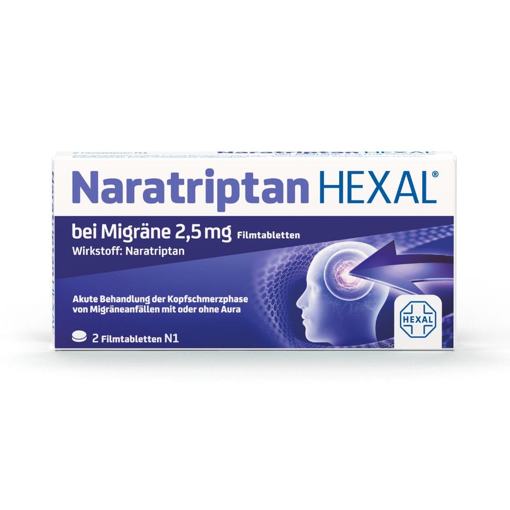 Buy Naratriptan HEXAL for migraine film-coated tablets, 2 pcs. Tablets Online