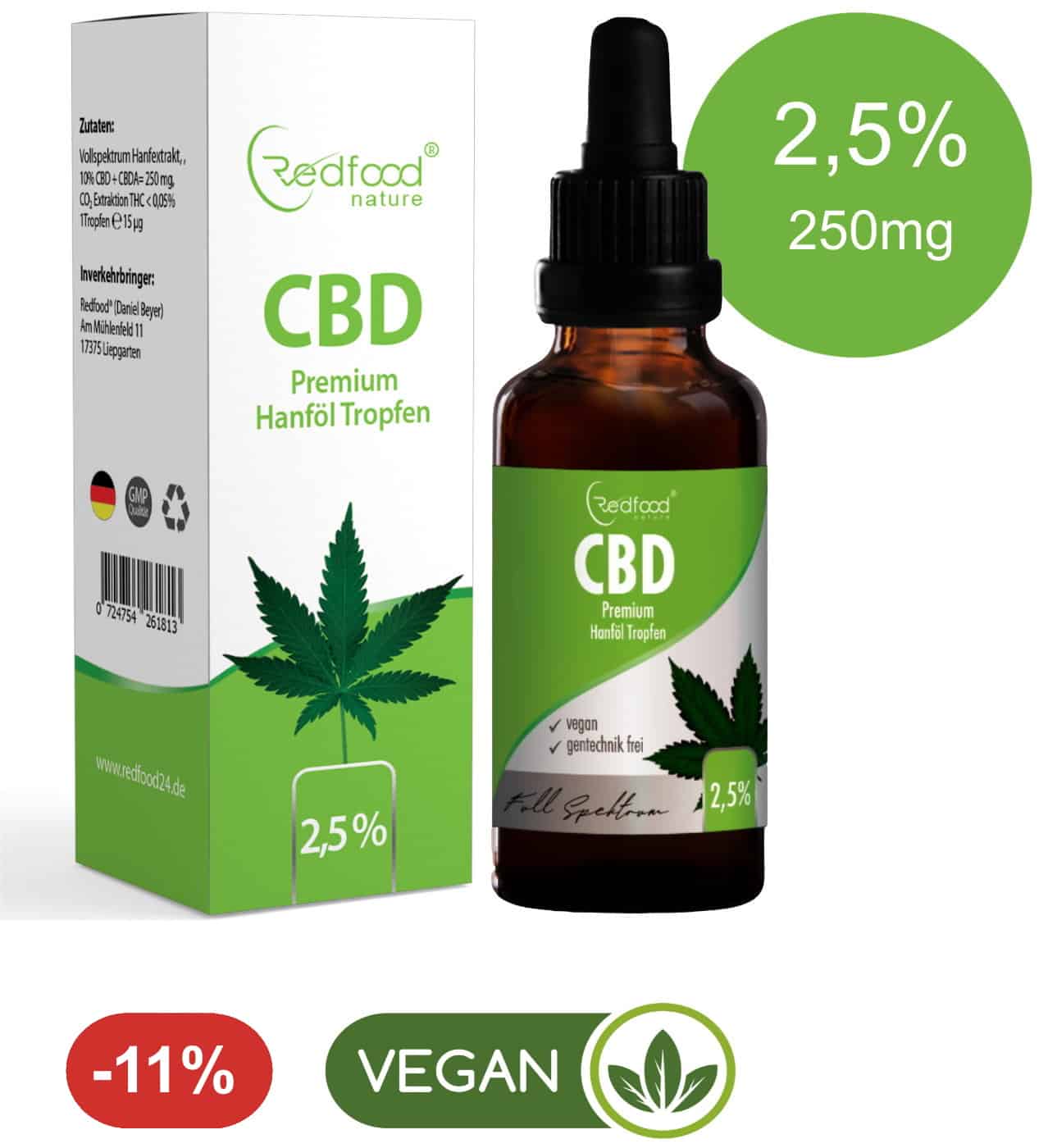 Kaufen Sie CBD ÖL 2,5% Vollspektrum Hanf Öl 10ml Online