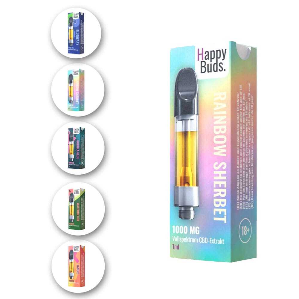 Happy Buds CBD Extraktkartuschen 1ml 5 Sorten - Bestpreis %