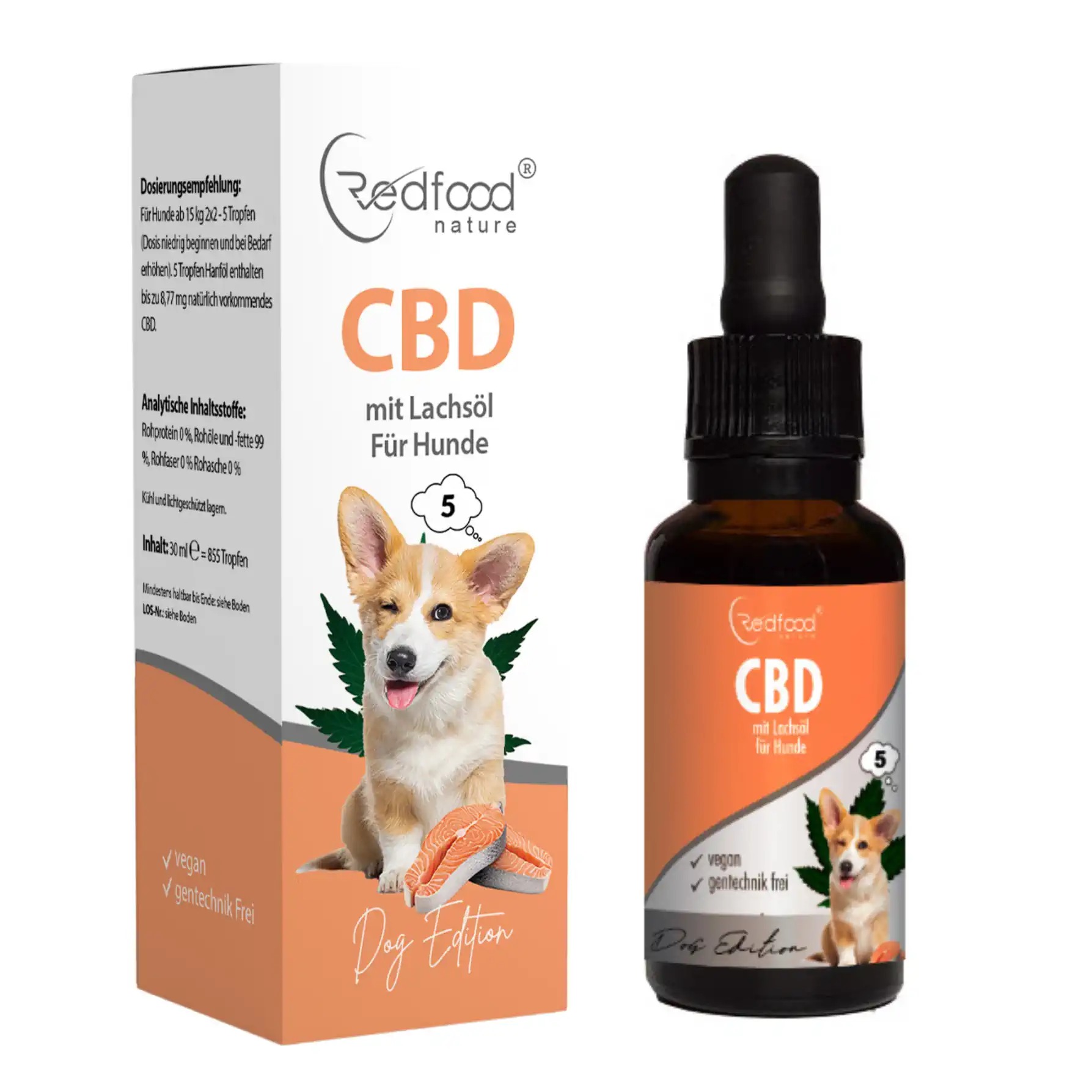 Kaufen Sie CBD Öl für Hunde mit Lachsöl 5% 10ml Online